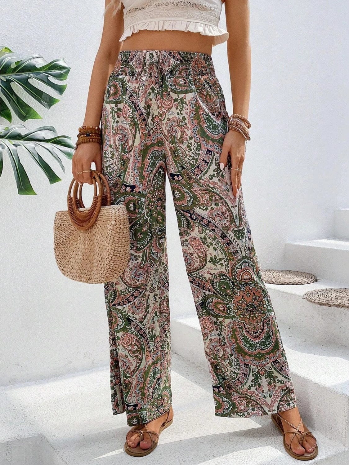 Trendsi Fall Printed Wide Leg Pants Printed Wide Leg Pants