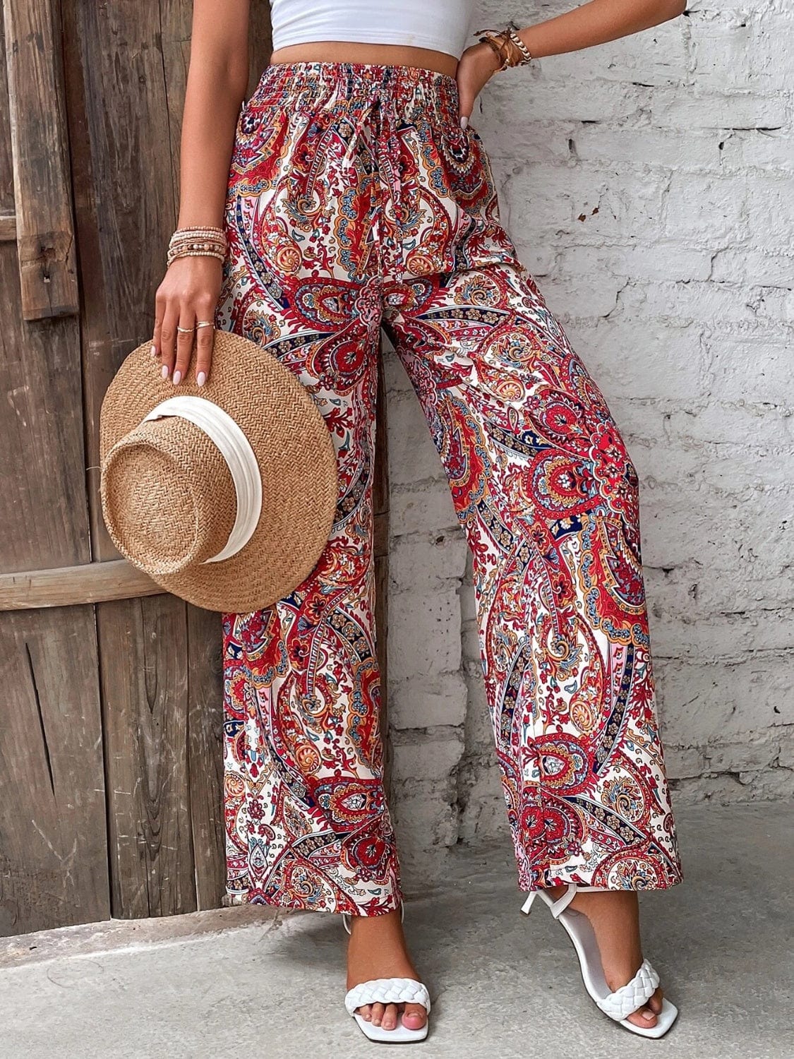 Trendsi Fall Printed Wide Leg Pants Printed Wide Leg Pants
