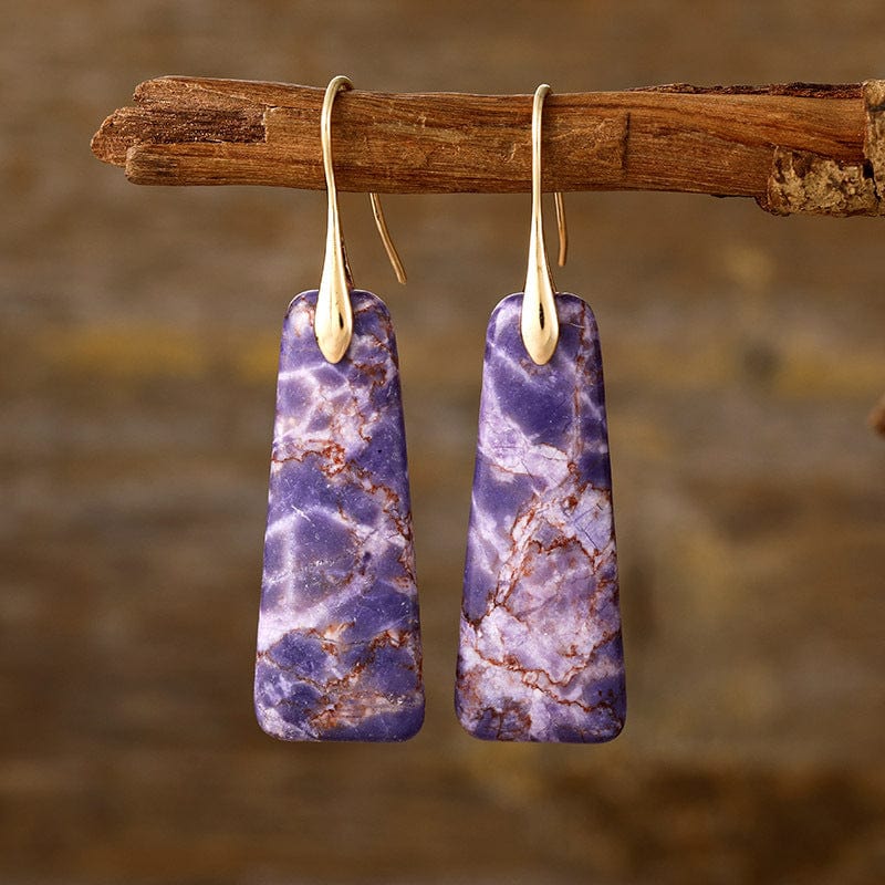 Trendsi Fall Purple/Gold / One Size Copper Natural Stone Earrings Copper Natural Stone Earrings