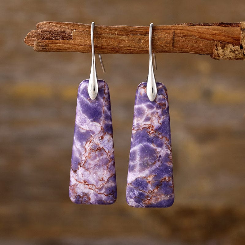 Trendsi Fall Purple/Silver / One Size Copper Natural Stone Earrings Copper Natural Stone Earrings