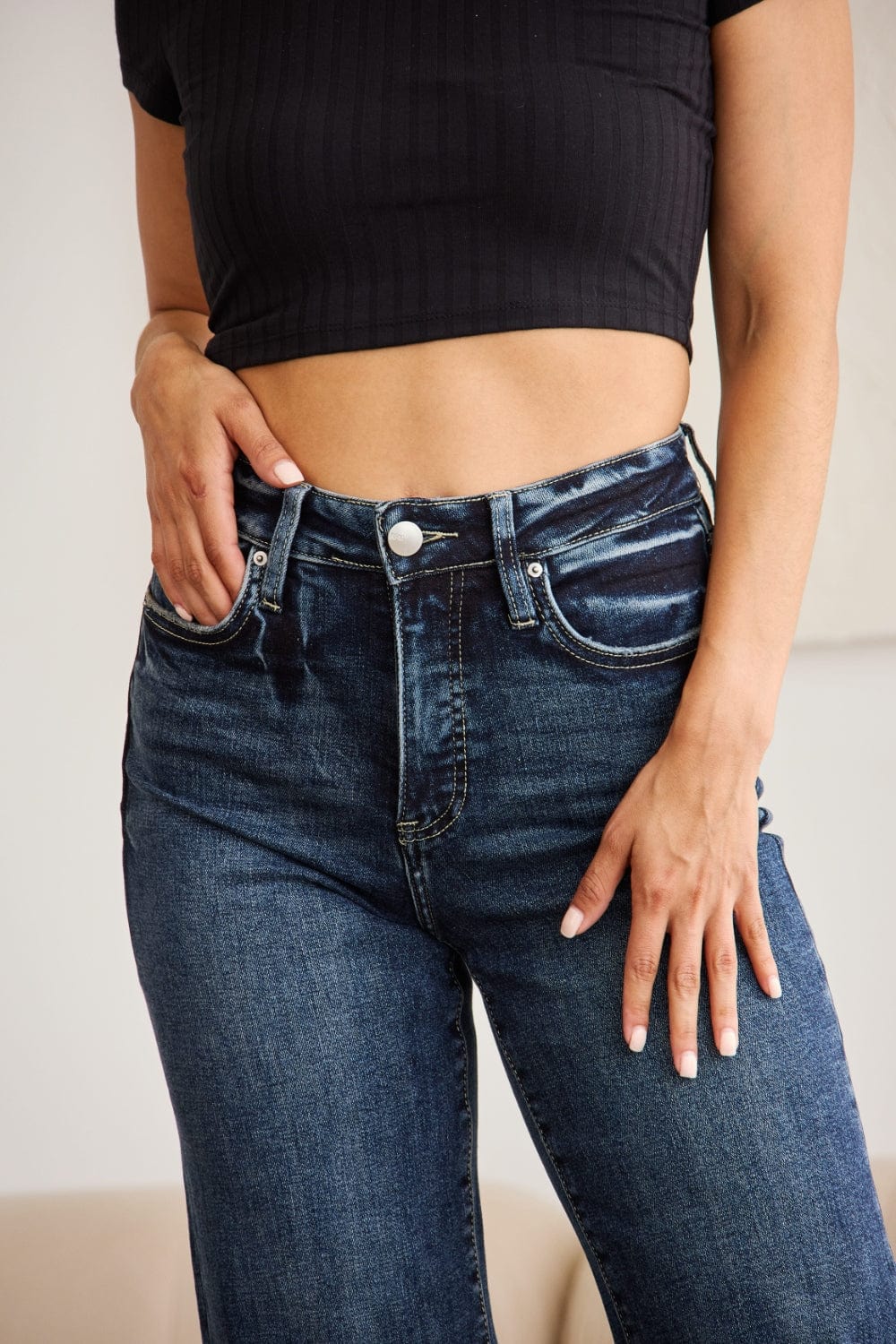 Trendsi Fall RFM Full Size Tummy Control High Waist Raw Hem Jeans RFM Full Size Tummy Control High Waist Raw Hem Jeans