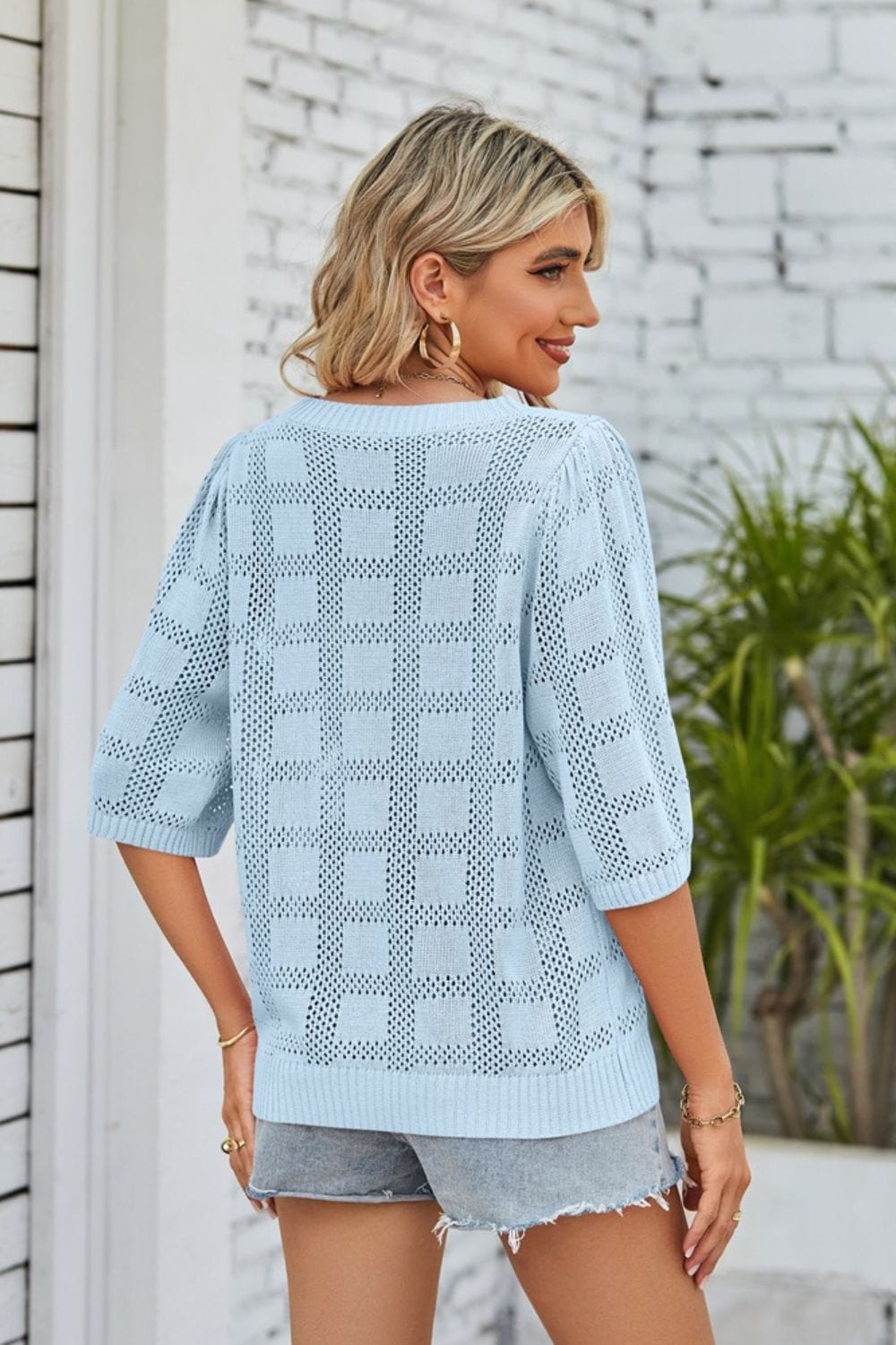 Trendsi Fall Ribbed Trim Round Neck Knit Top Ribbed Trim Round Neck Knit Top