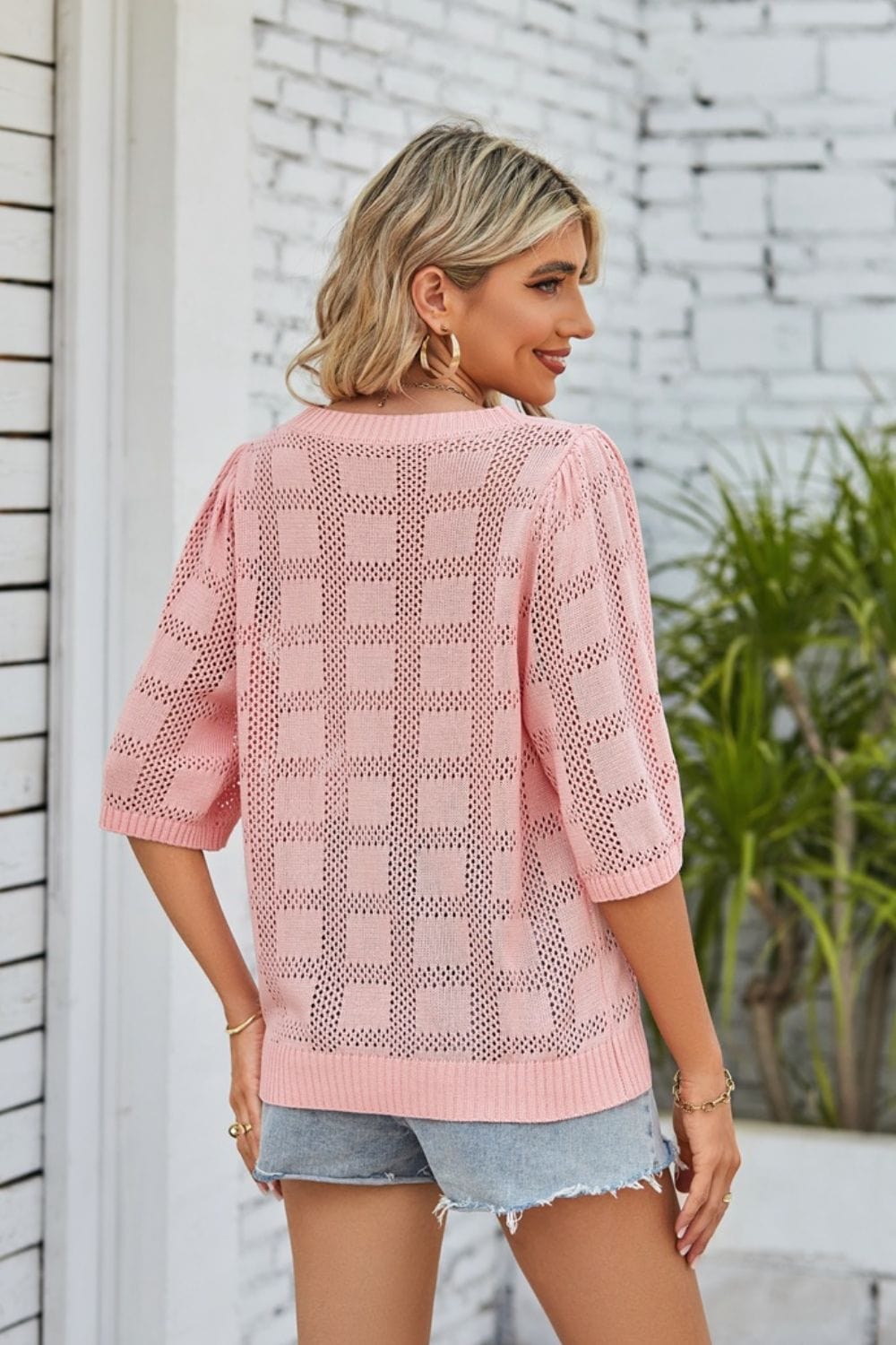 Trendsi Fall Ribbed Trim Round Neck Knit Top Ribbed Trim Round Neck Knit Top