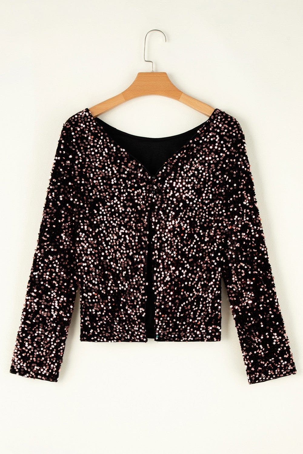 Trendsi Fall Sequin Round Neck Long Sleeve Blouse Sequin Round Neck Long Sleeve Blouse