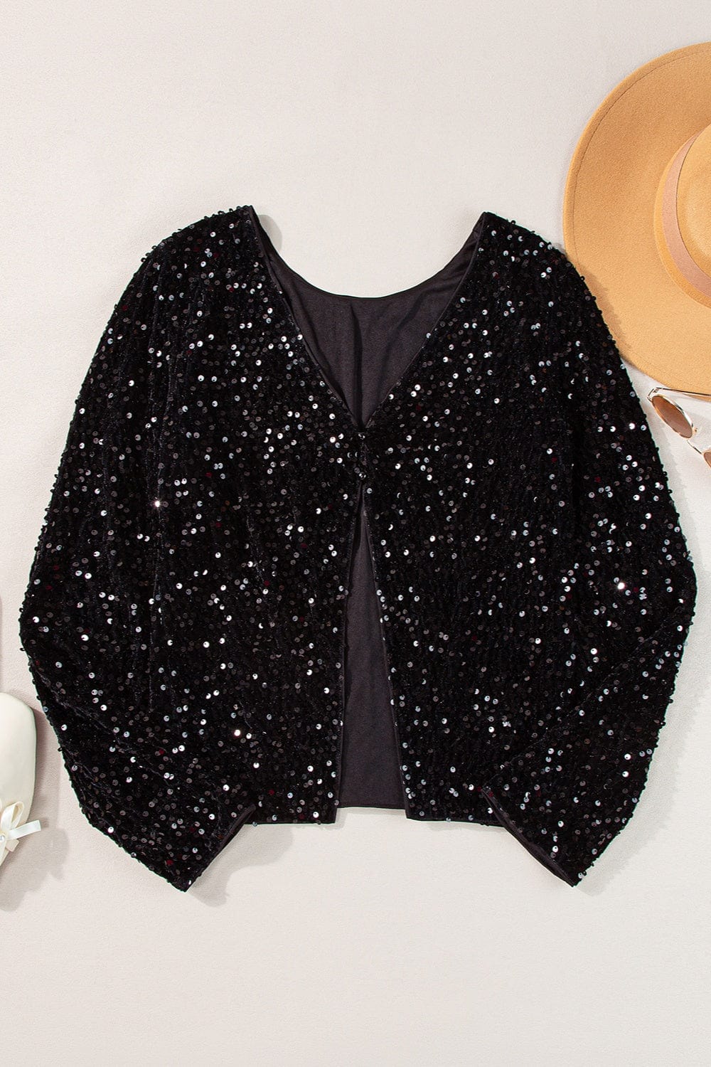 Trendsi Fall Sequin Round Neck Long Sleeve Blouse Sequin Round Neck Long Sleeve Blouse