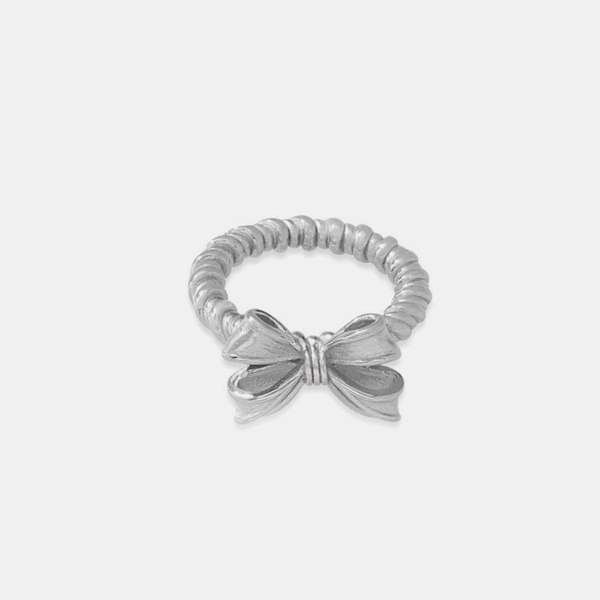 Trendsi Fall Silver / 6 Twisted Titanium Steel Bow Ring Twisted Titanium Steel Bow Ring