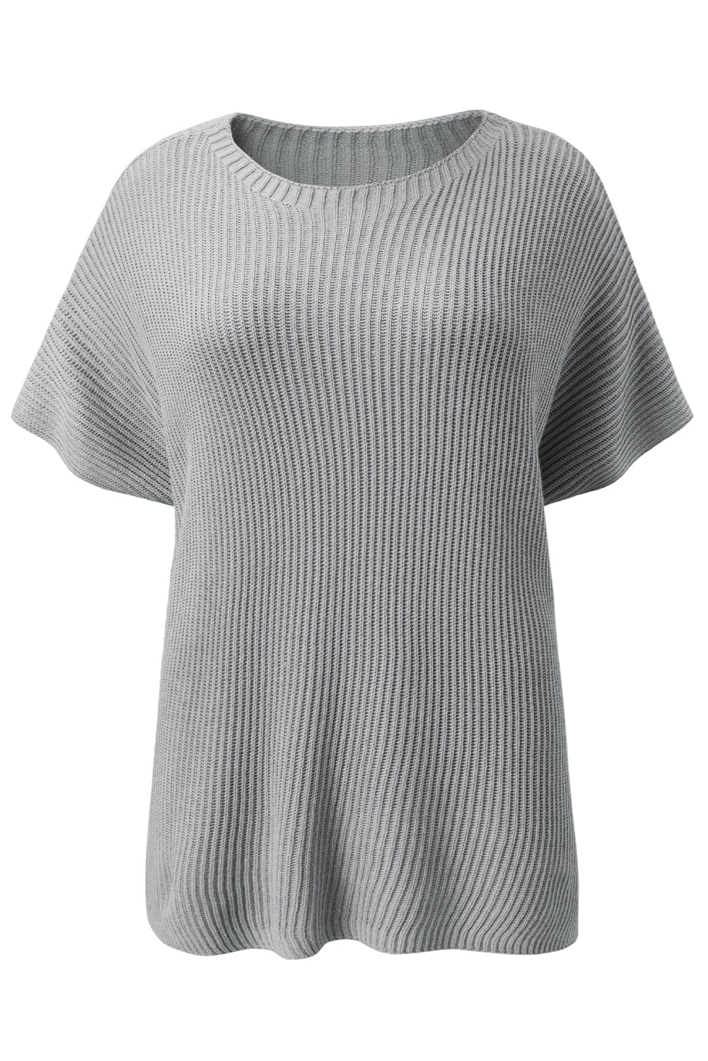 Trendsi Fall Slit Round Neck Short Sleeve Knit Top Slit Round Neck Short Sleeve Knit Top