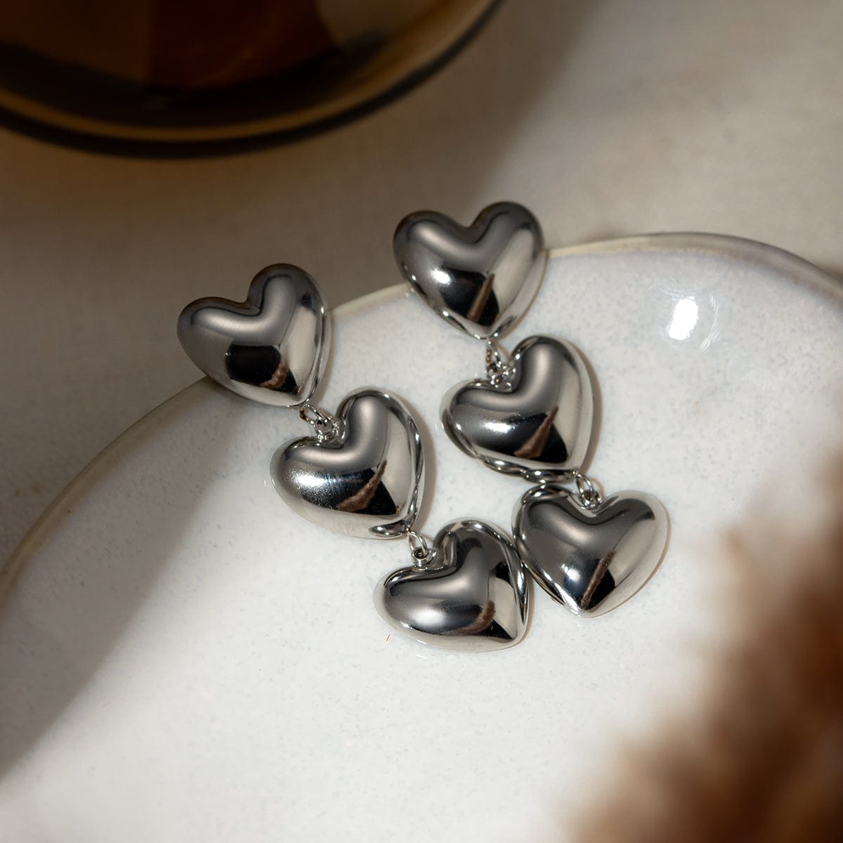 Trendsi Fall Stainless Steel Heart Earrings Stainless Steel Heart Earrings