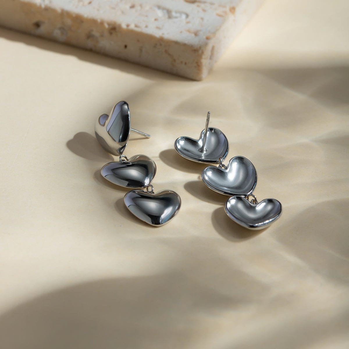 Trendsi Fall Stainless Steel Heart Earrings Stainless Steel Heart Earrings