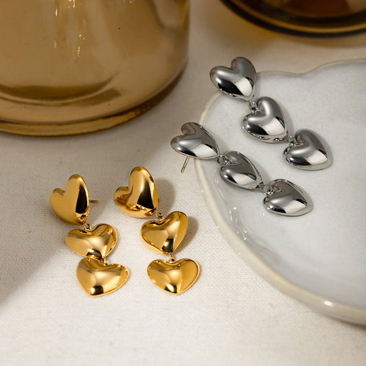 Trendsi Fall Stainless Steel Heart Earrings Stainless Steel Heart Earrings