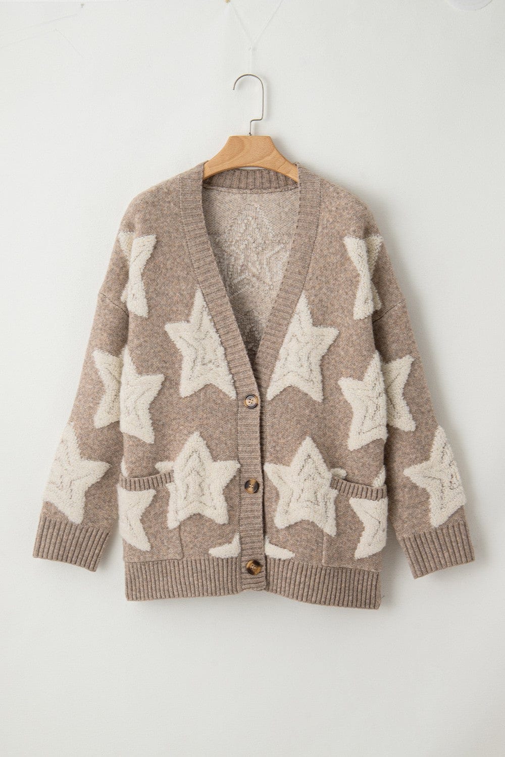 Trendsi Fall Star Button Up Long Sleeve Cardigan Star Button Up Long Sleeve Cardigan
