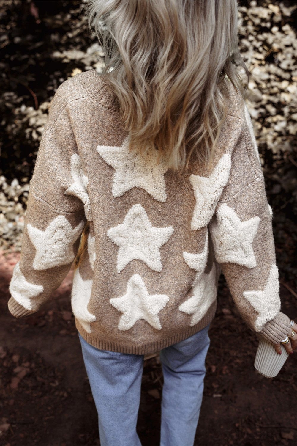 Trendsi Fall Star Button Up Long Sleeve Cardigan Star Button Up Long Sleeve Cardigan