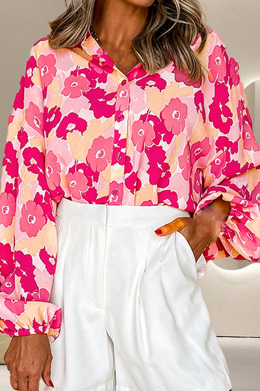 Trendsi Fall Strawberry / S Printed Button Up Long Sleeve Blouse Printed Button Up Long Sleeve Blouse