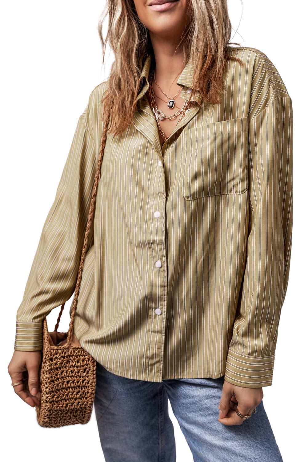 Trendsi Fall Striped Button Up Long Sleeve Shirt Striped Button Up Long Sleeve Shirt