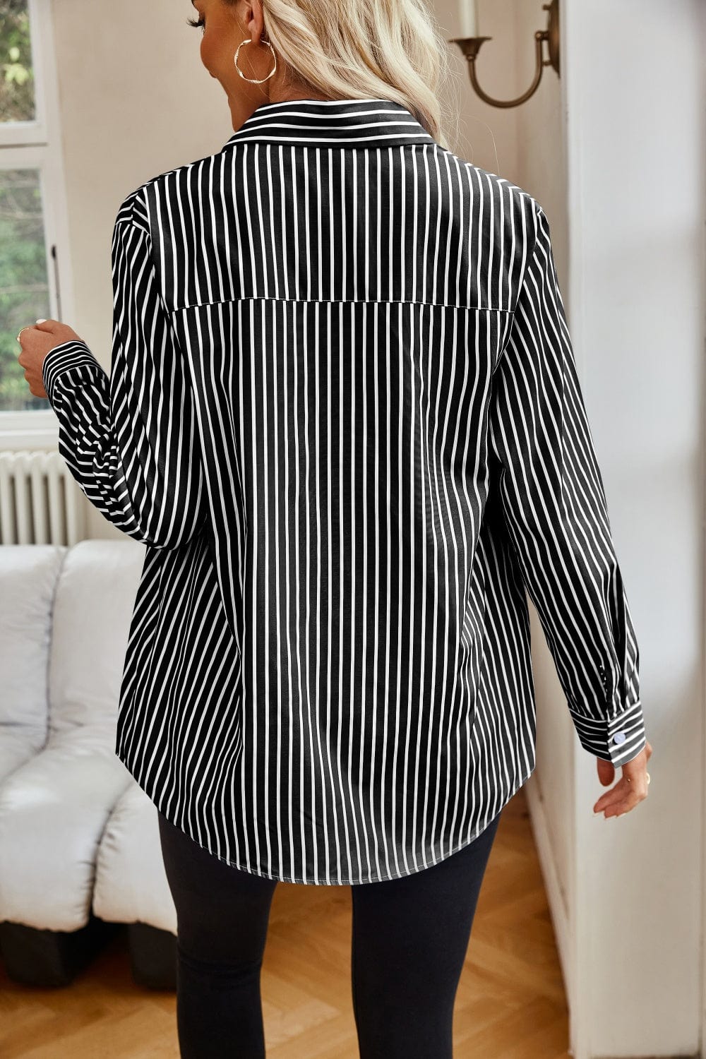 Trendsi Fall Striped Button Up Long Sleeve Shirt Striped Button Up Long Sleeve Shirt