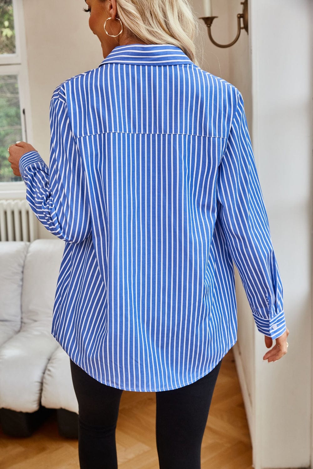 Trendsi Fall Striped Button Up Long Sleeve Shirt Striped Button Up Long Sleeve Shirt