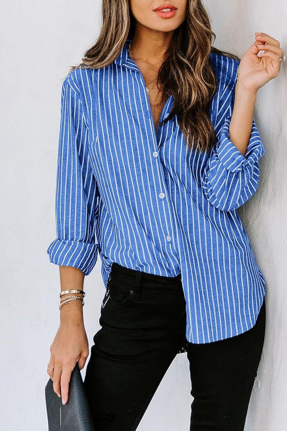 Trendsi Fall Striped Button Up Long Sleeve Shirt Striped Button Up Long Sleeve Shirt