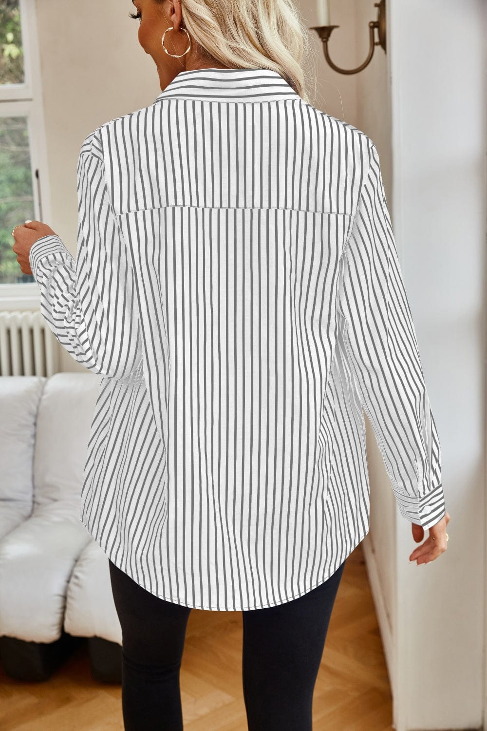 Trendsi Fall Striped Button Up Long Sleeve Shirt Striped Button Up Long Sleeve Shirt