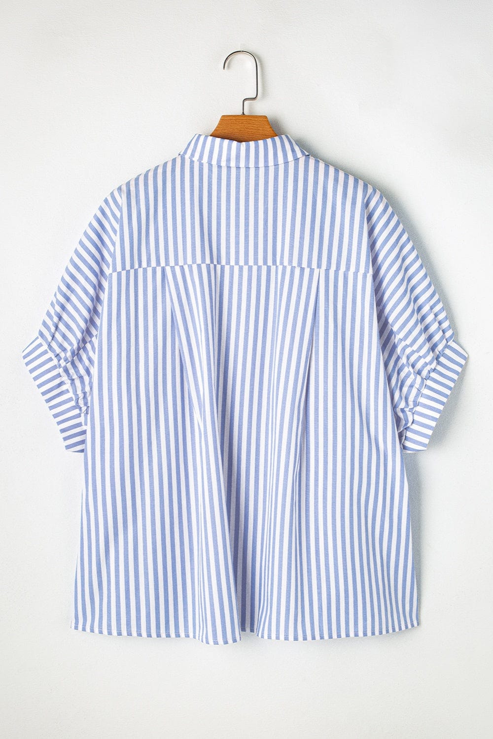 Trendsi Fall Striped Collared Neck Half Sleeve Shirt Striped Collared Neck Half Sleeve Shirt