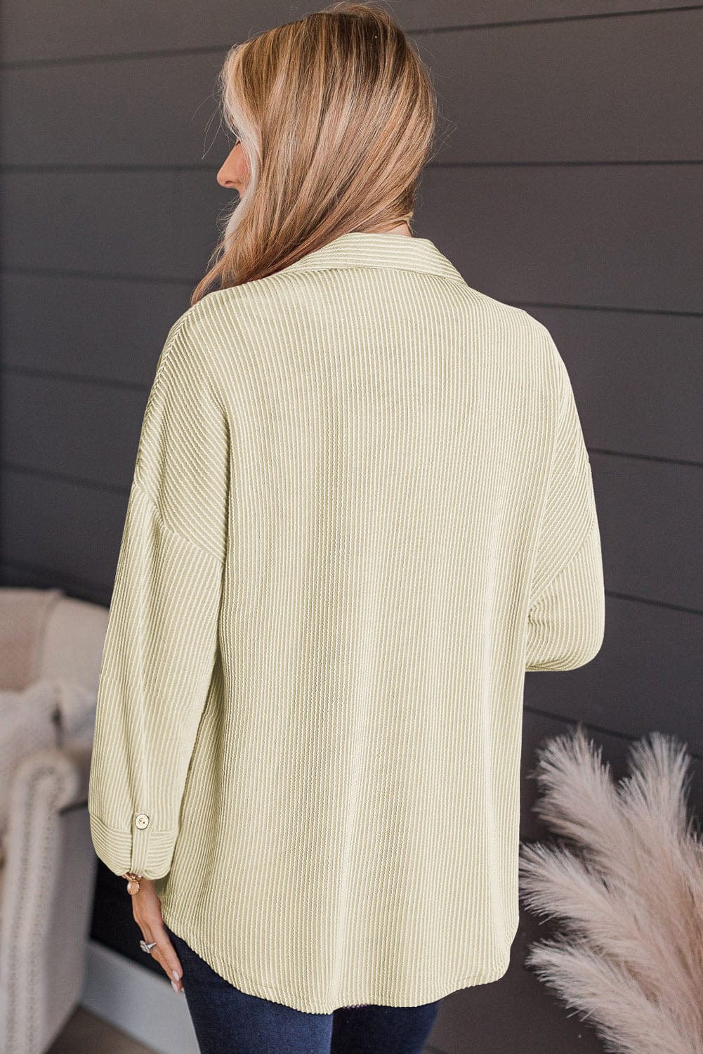 Trendsi Fall Striped Collared Neck Long Sleeve Shirt Striped Collared Neck Long Sleeve Shirt