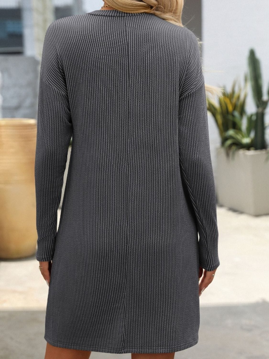 Trendsi Fall Striped Round Neck Long Sleeve Mini Dress Striped Round Neck Long Sleeve Mini Dress