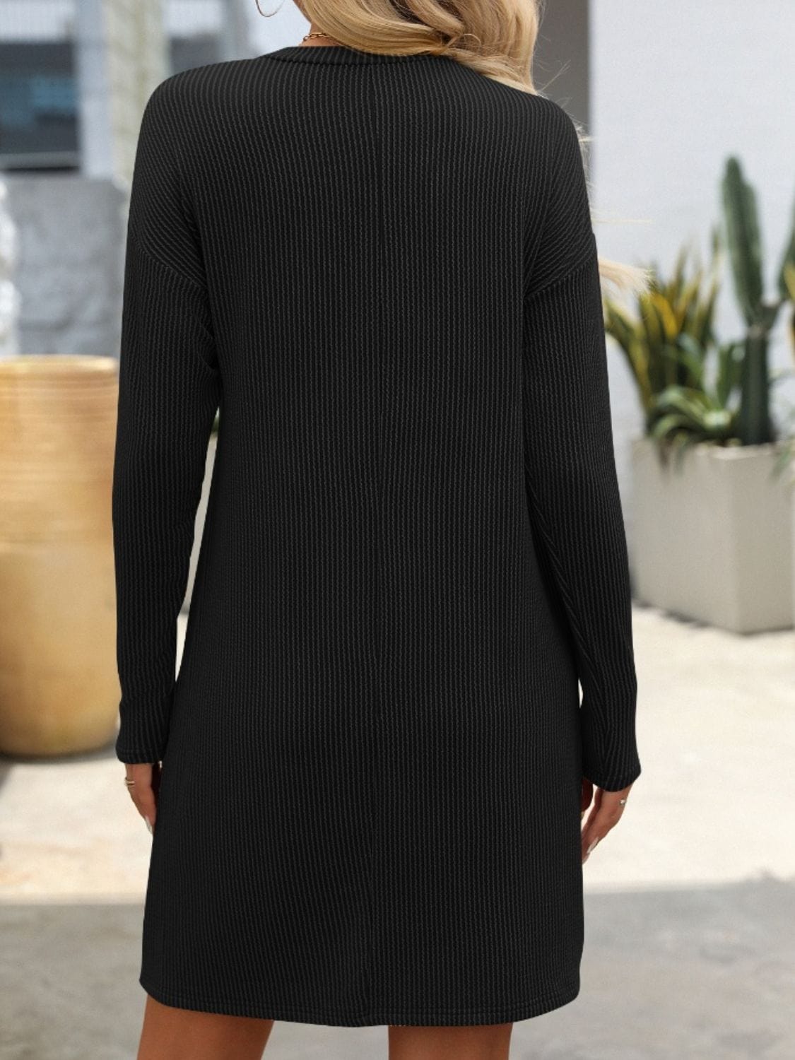 Trendsi Fall Striped Round Neck Long Sleeve Mini Dress Striped Round Neck Long Sleeve Mini Dress