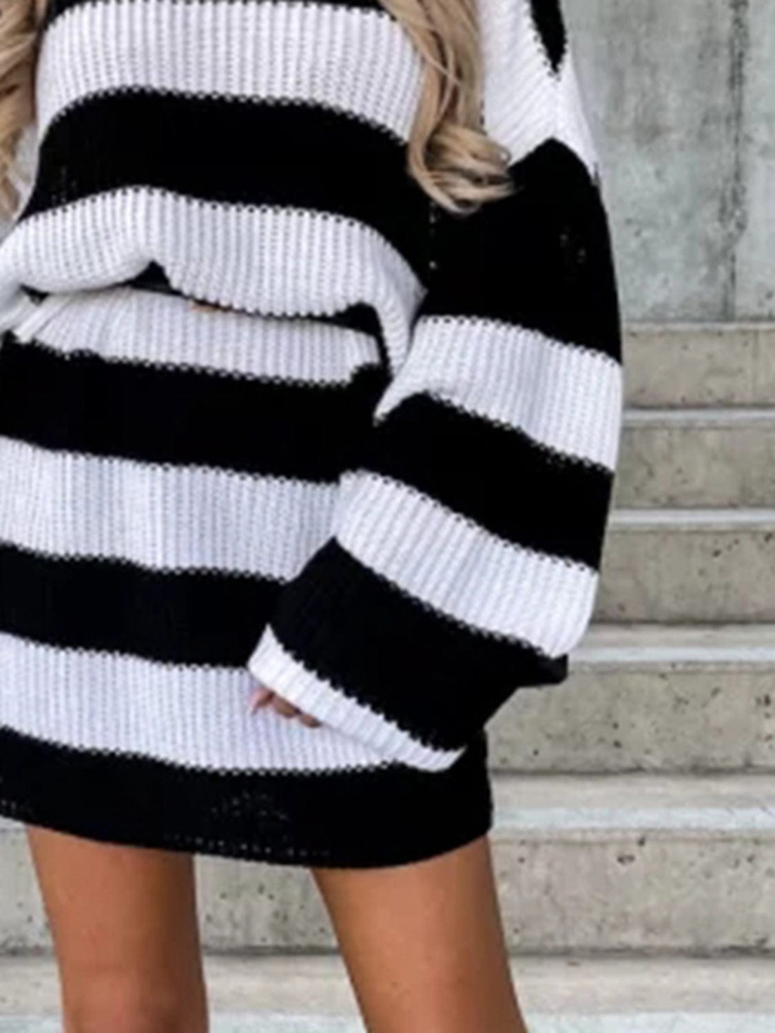Trendsi Fall Striped Turtleneck Sweater Dress Striped Turtleneck Sweater Dress