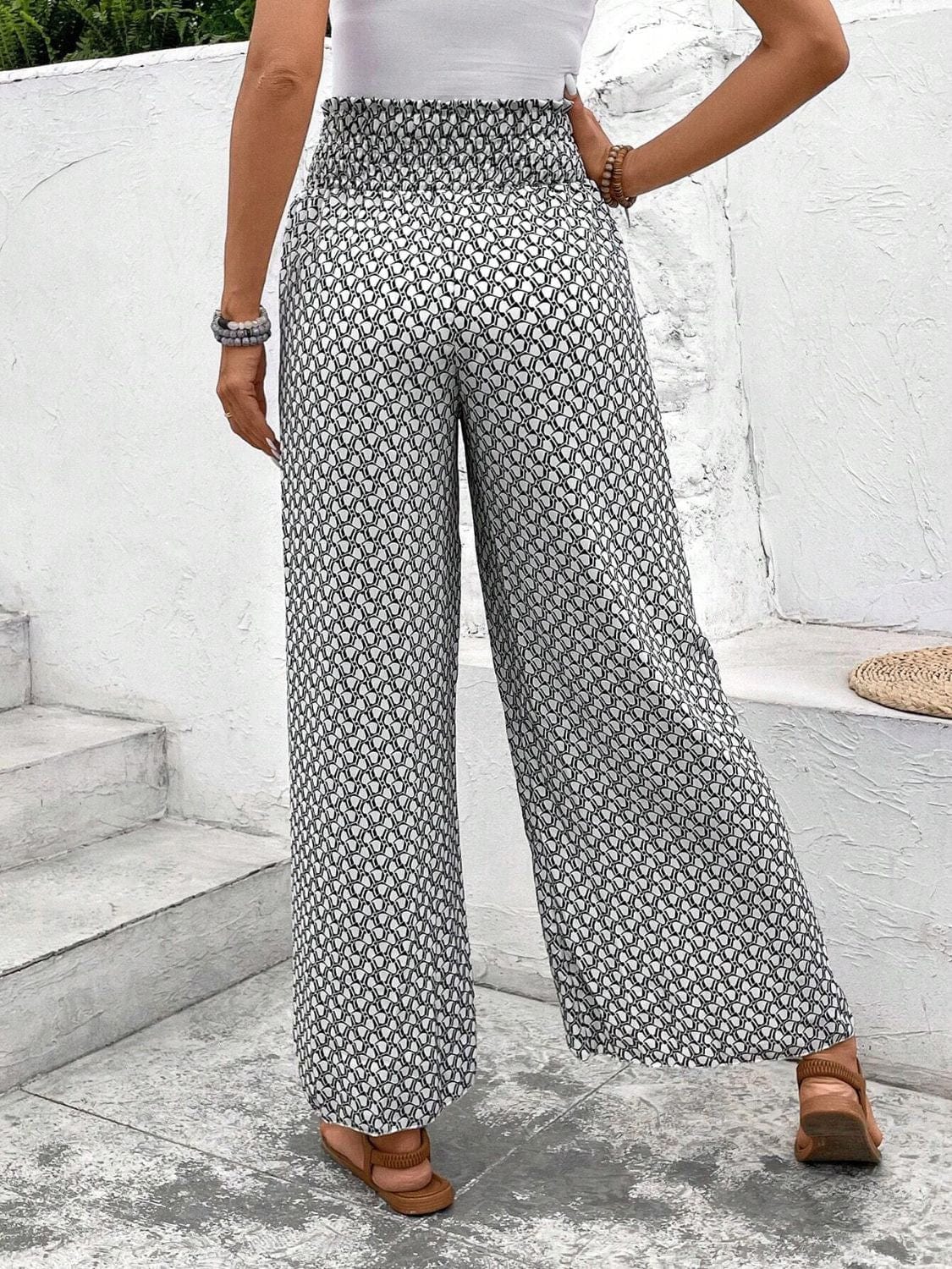 Trendsi Fall Tied Printed Wide Leg Pants Tied Printed Wide Leg Pants