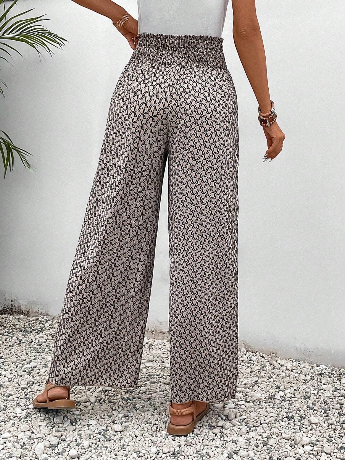 Trendsi Fall Tied Printed Wide Leg Pants Tied Printed Wide Leg Pants