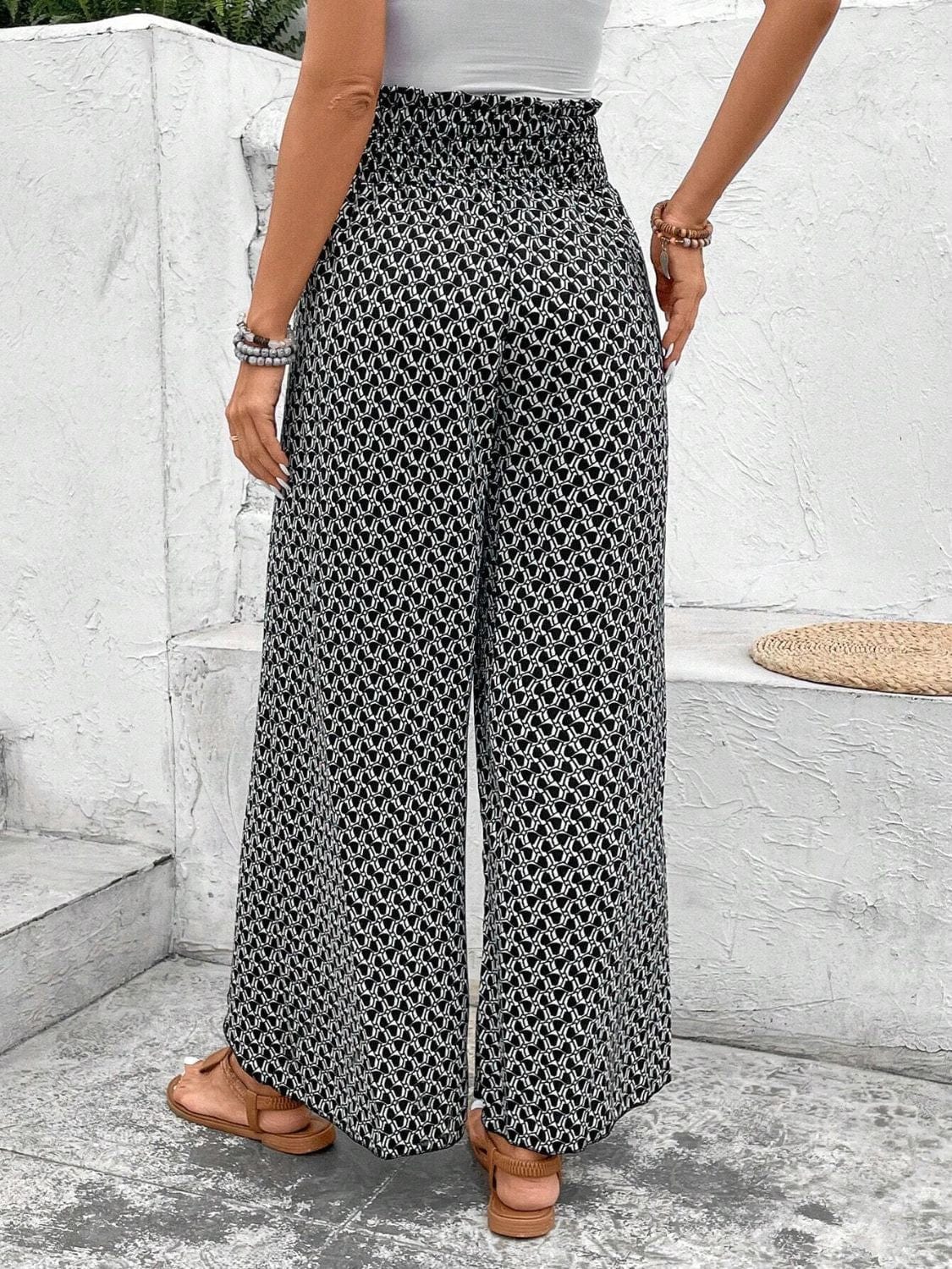 Trendsi Fall Tied Printed Wide Leg Pants Tied Printed Wide Leg Pants