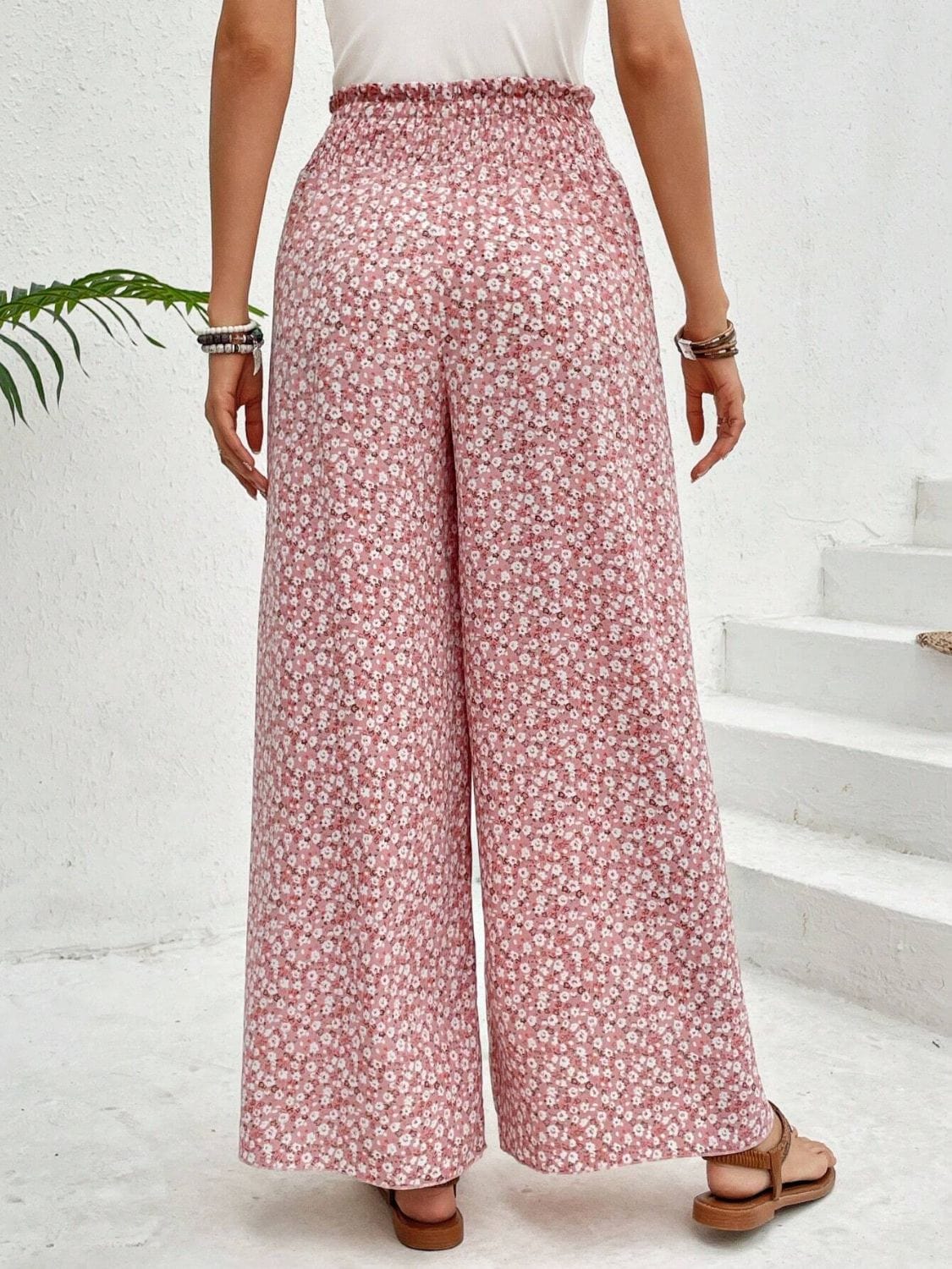 Trendsi Fall Tied Printed Wide Leg Pants Tied Printed Wide Leg Pants