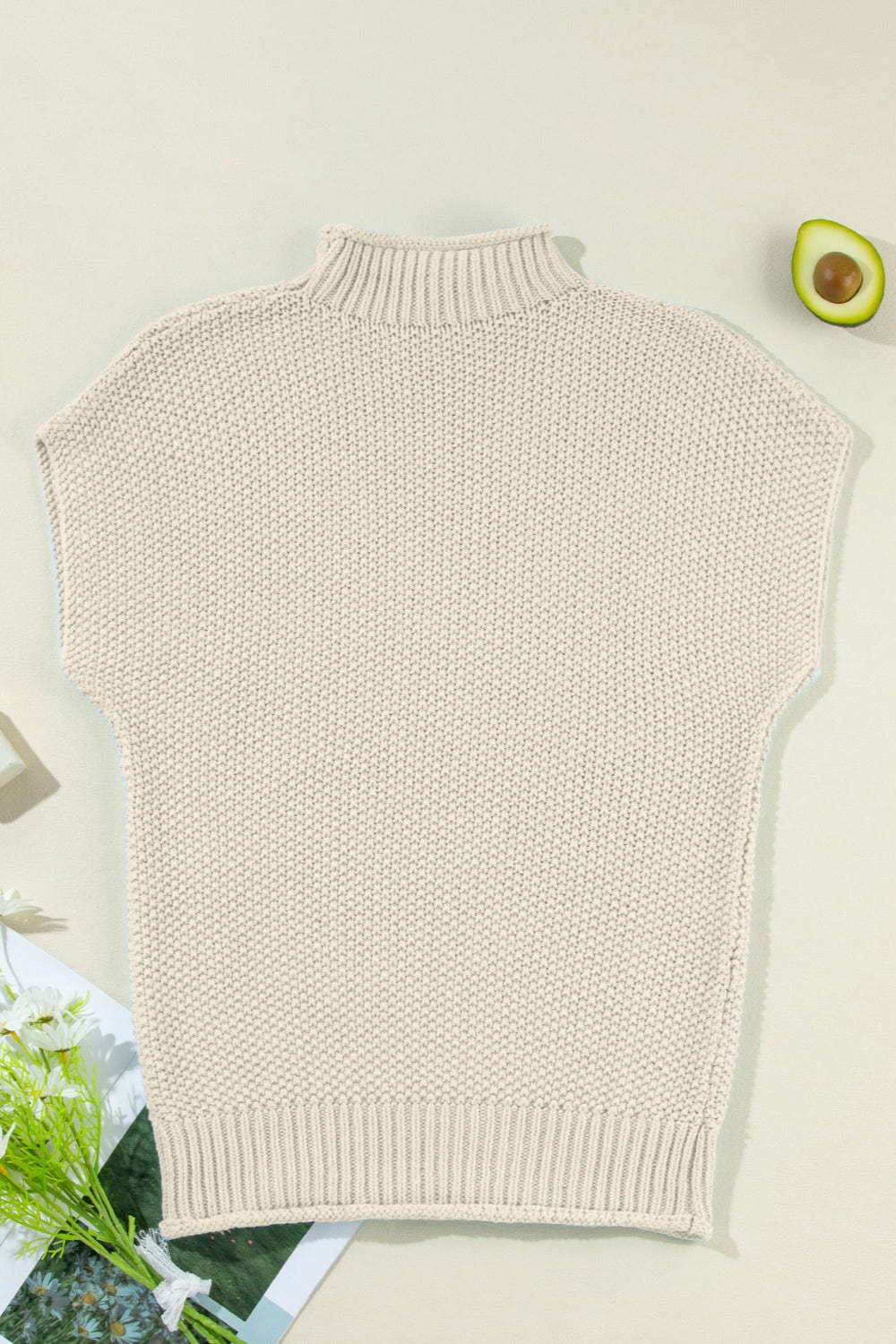Trendsi Fall Turtleneck Cap Sleeve Sweater Turtleneck Cap Sleeve Sweater
