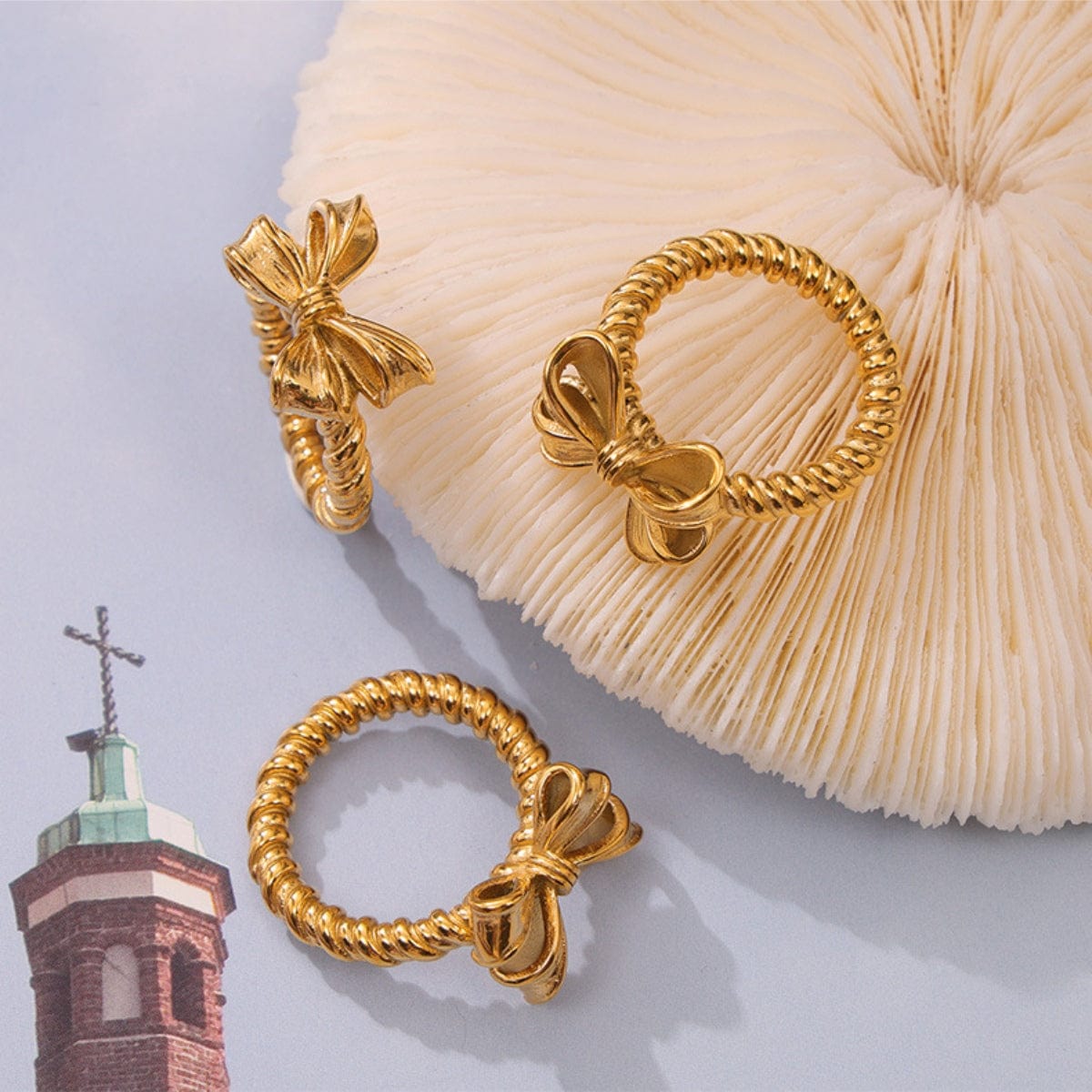 Trendsi Fall Twisted Titanium Steel Bow Ring Twisted Titanium Steel Bow Ring