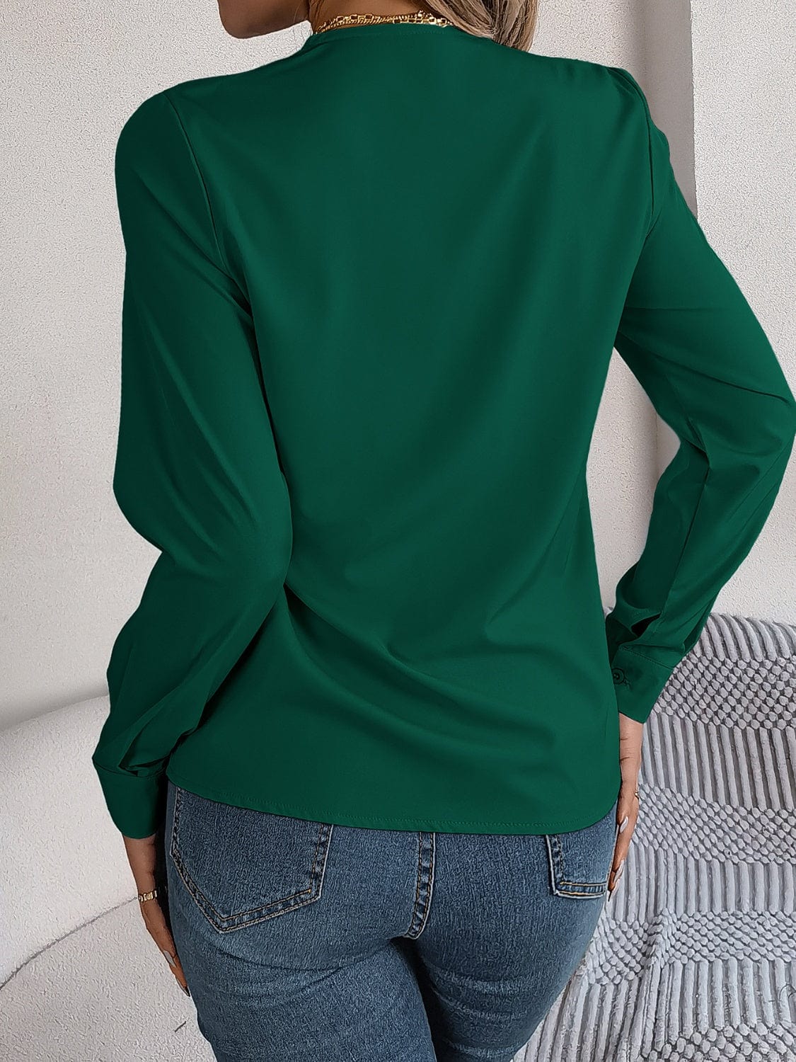 Trendsi Fall V-Neck Long Sleeve Blouse V-Neck Long Sleeve Blouse