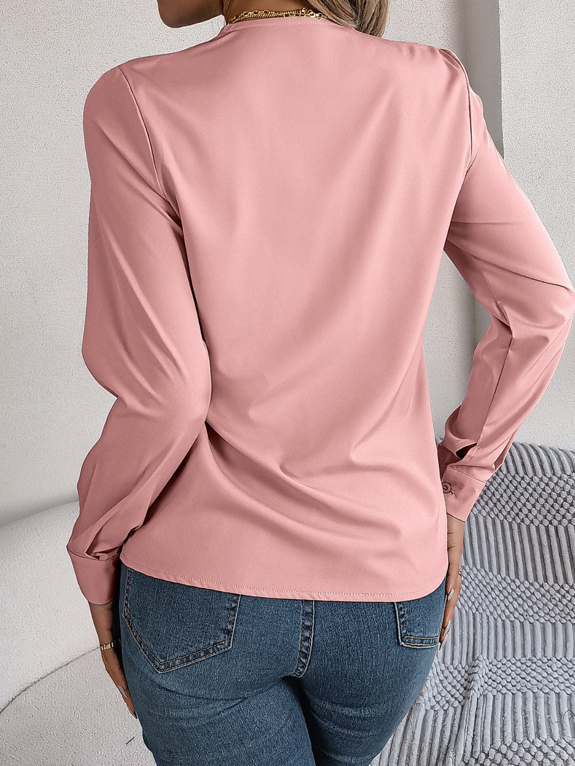 Trendsi Fall V-Neck Long Sleeve Blouse V-Neck Long Sleeve Blouse