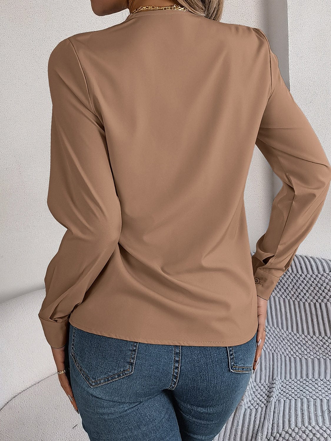 Trendsi Fall V-Neck Long Sleeve Blouse V-Neck Long Sleeve Blouse