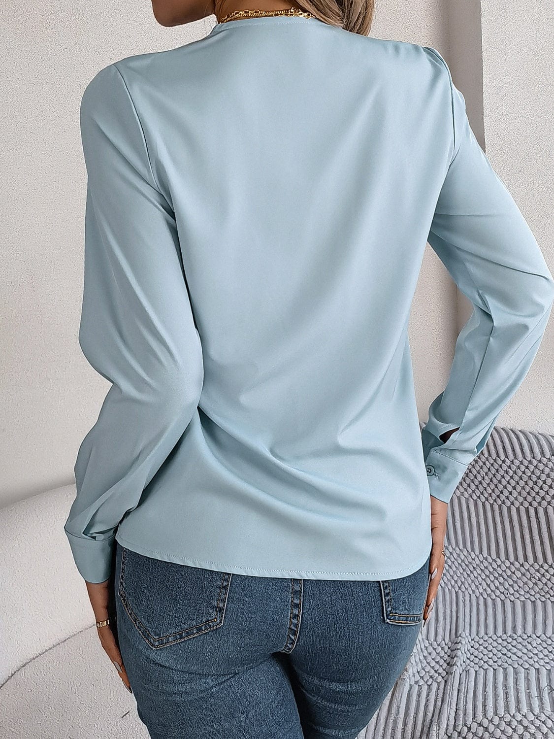 Trendsi Fall V-Neck Long Sleeve Blouse V-Neck Long Sleeve Blouse