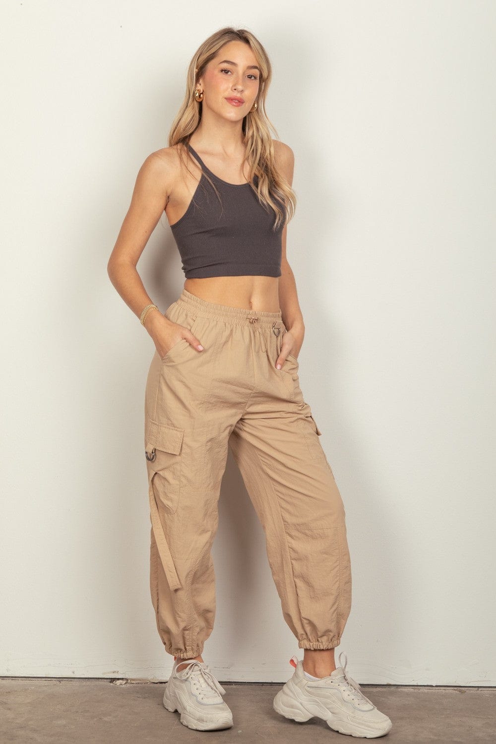 Trendsi Fall VERY J Elastic Waist Woven Cargo Pants VERY J Elastic Waist Woven Cargo Pants