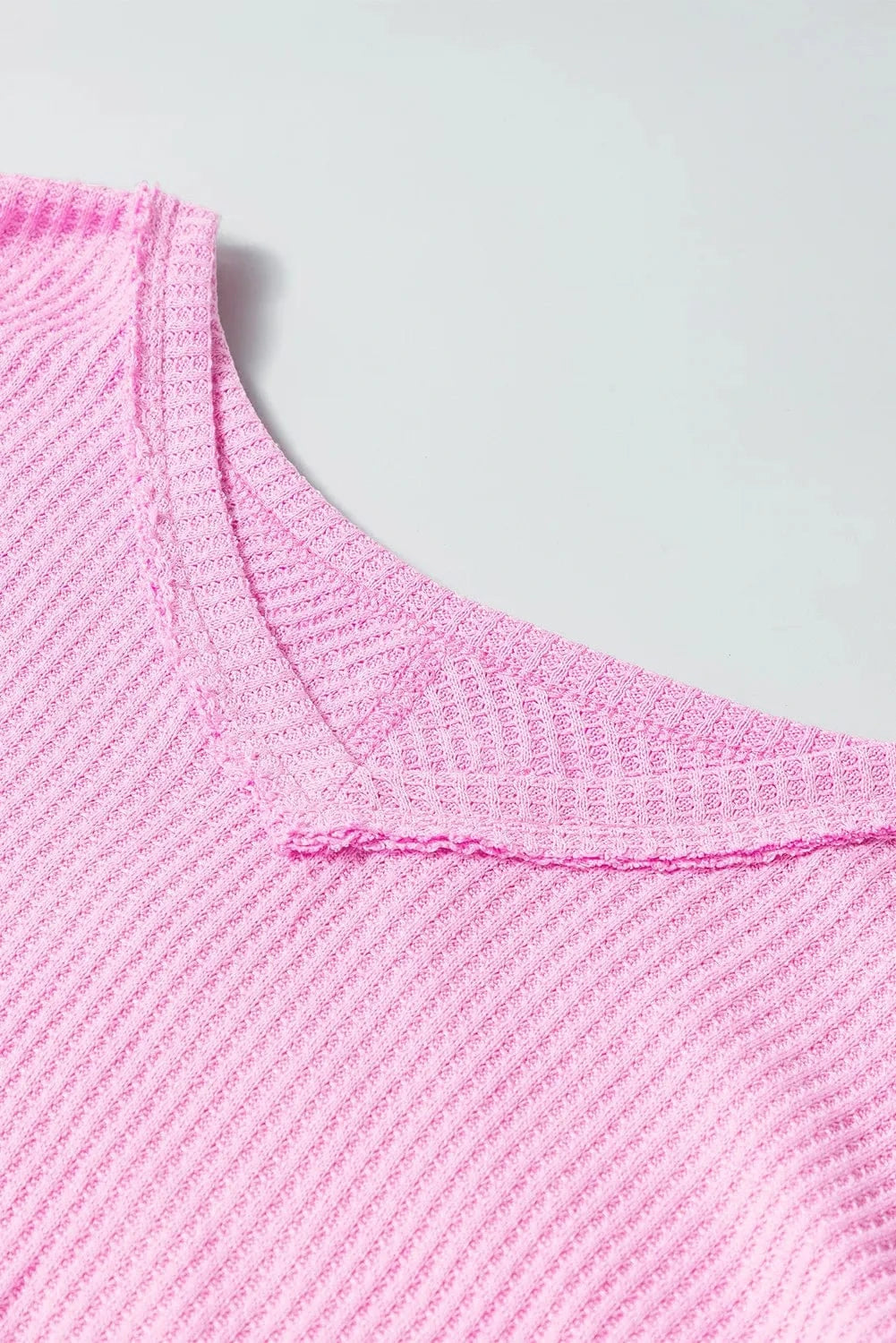 Trendsi Fall Waffle-Knit V-Neck Long Sleeve Blouse Waffle-Knit V-Neck Long Sleeve Blouse