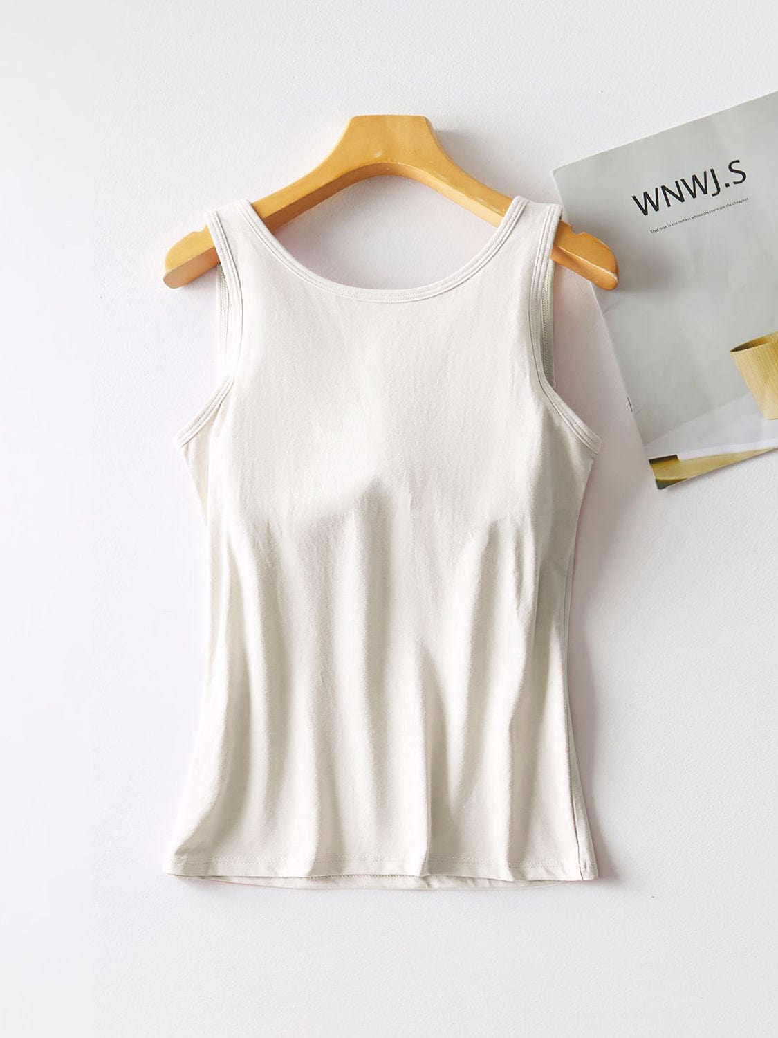 Trendsi Fall White / M Round Neck Tank with Bra Round Neck Tank with Bra