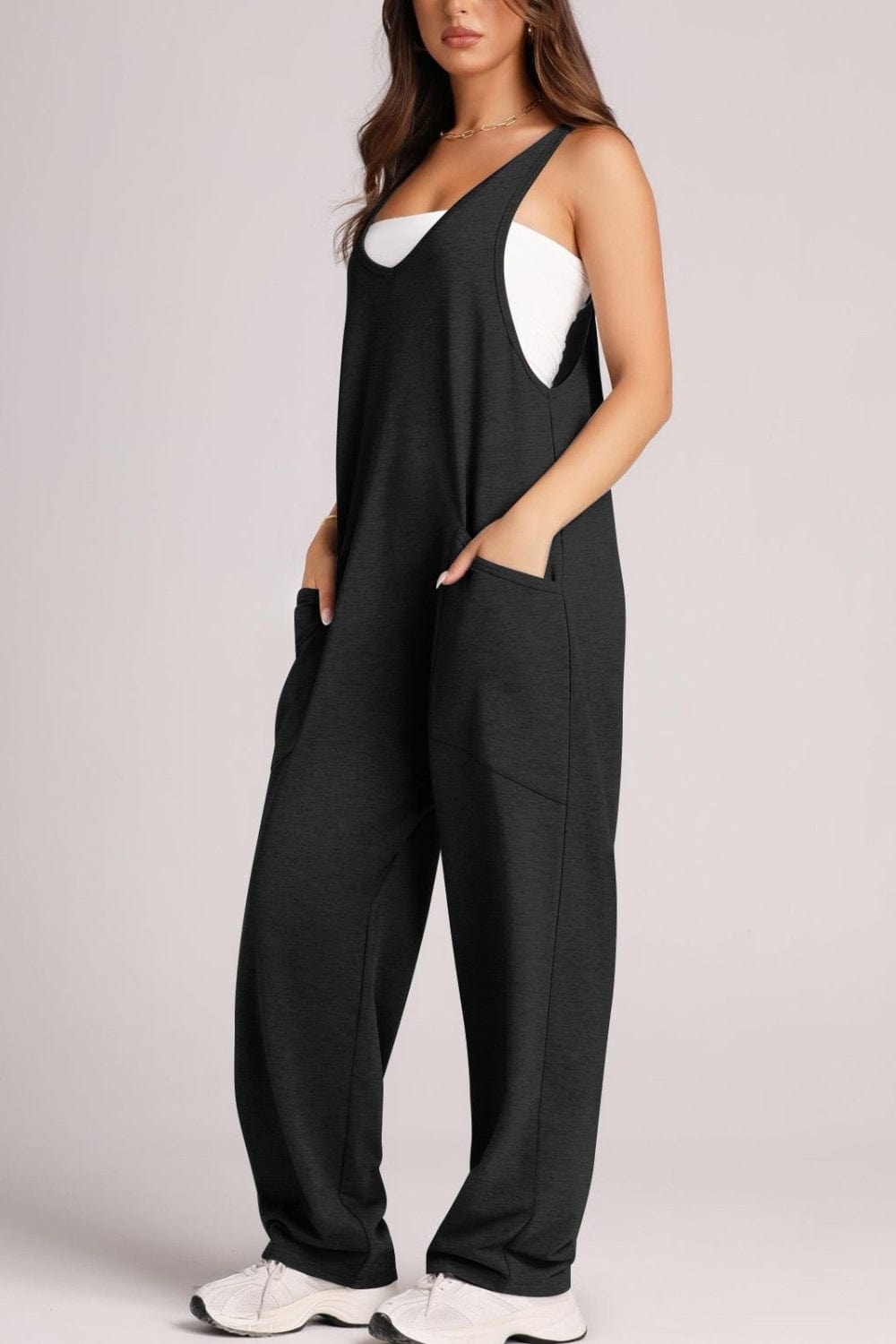 Trendsi Fall Wide Strap Jumpsuit with Pockets Wide Strap Jumpsuit with Pockets