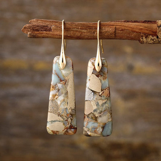 Trendsi Fall Yellow/Gold / One Size Copper Natural Stone Earrings Copper Natural Stone Earrings