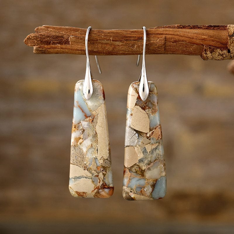 Trendsi Fall Yellow/Silver / One Size Copper Natural Stone Earrings Copper Natural Stone Earrings