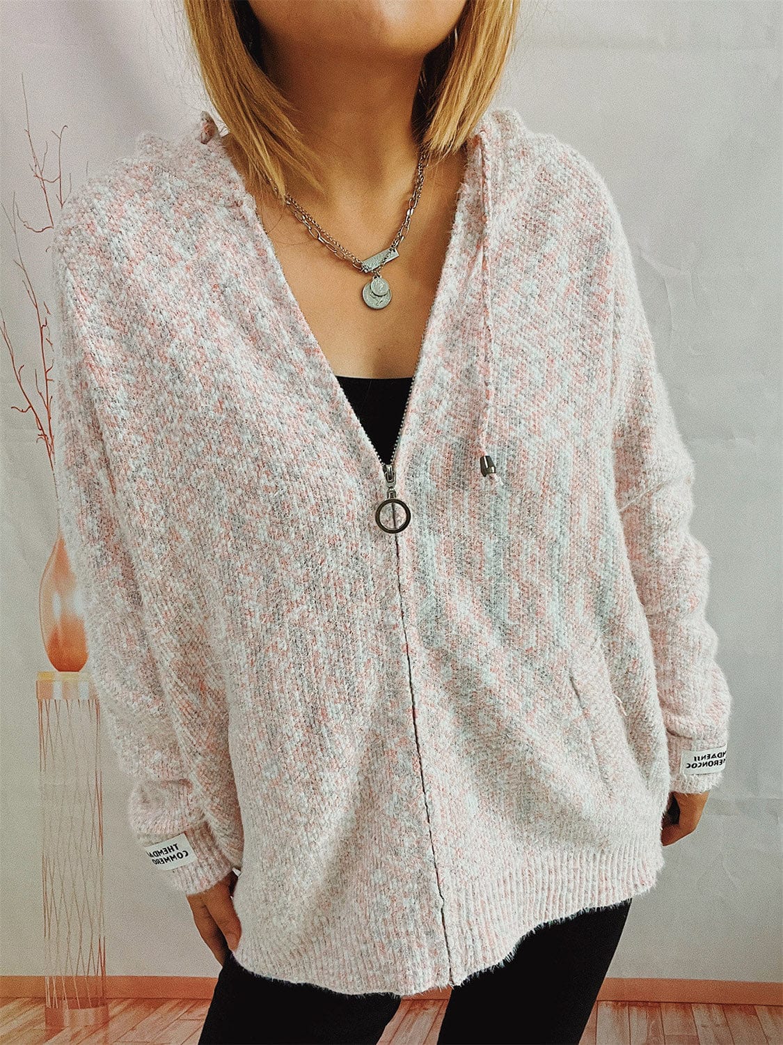 Trendsi Fall Zip Up Drawstring Long Sleeve Hooded Sweater Zip Up Drawstring Long Sleeve Hooded Sweater