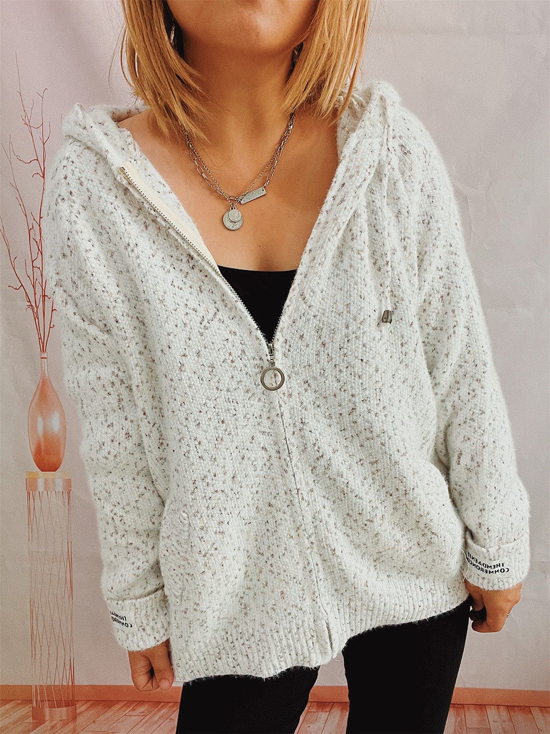 Trendsi Fall Zip Up Drawstring Long Sleeve Hooded Sweater Zip Up Drawstring Long Sleeve Hooded Sweater