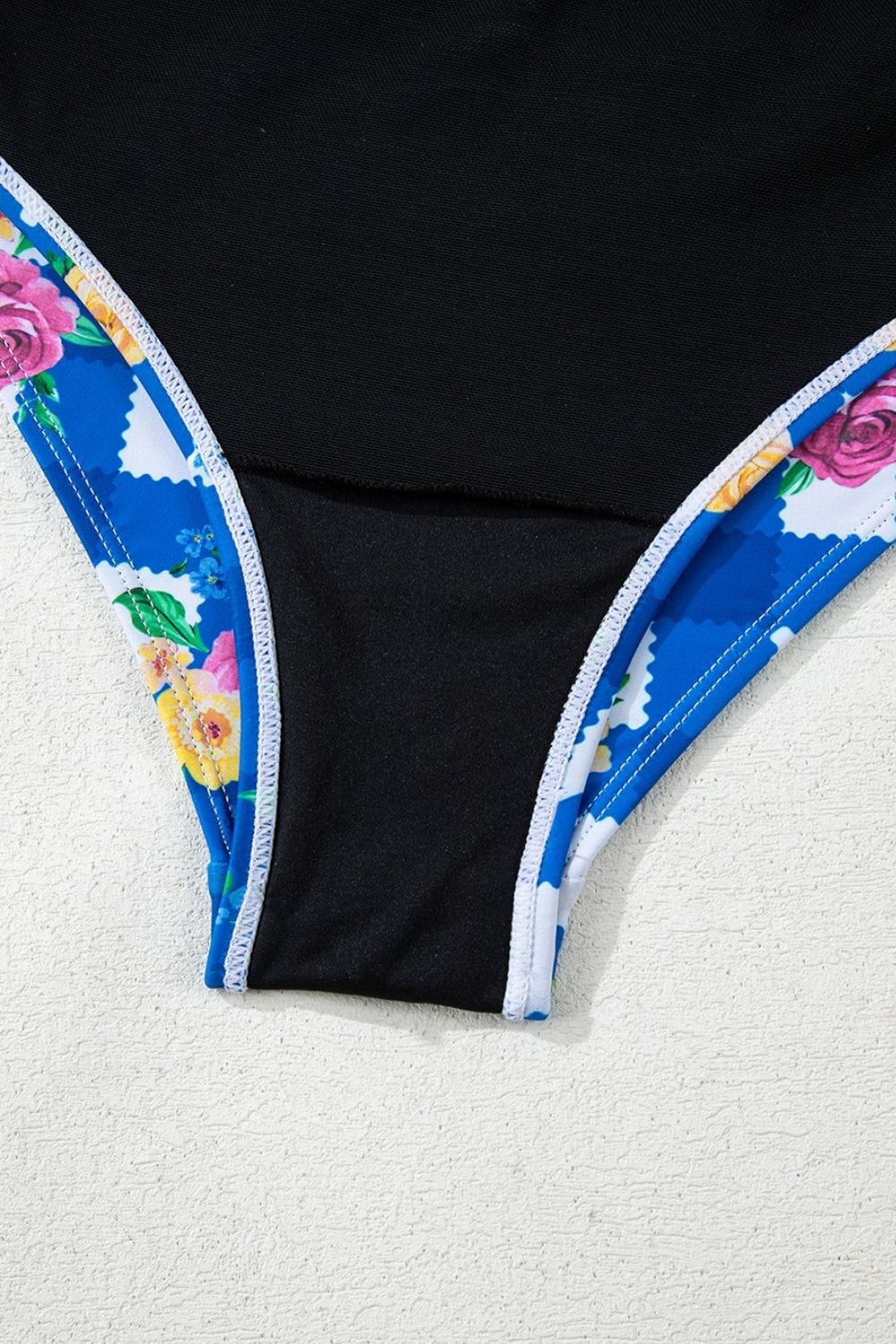 Trendsi Floral Gingham Halter Neck Drawstring One Piece Swimwear Floral Gingham Halter Neck Drawstring One Piece Swimwear