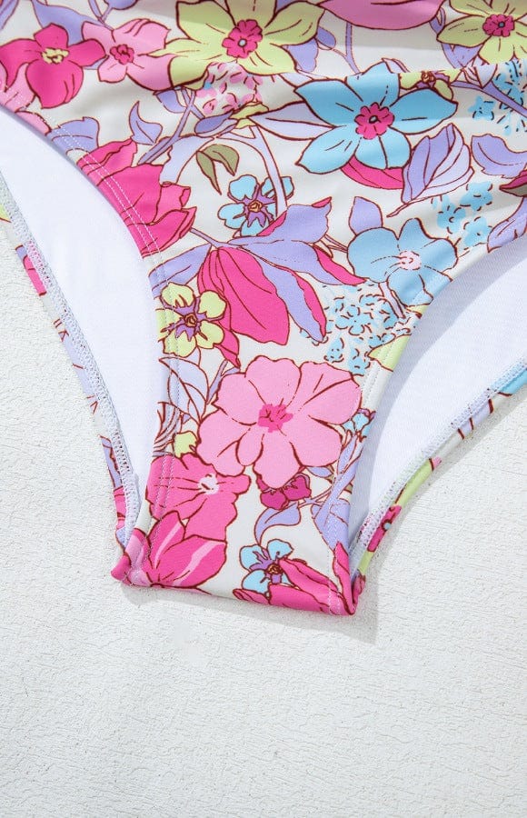 Trendsi Floral Ruffle Trim Tummy Control One Piece Swimsuit Floral Ruffle Trim Tummy Control One Piece Swimsuit