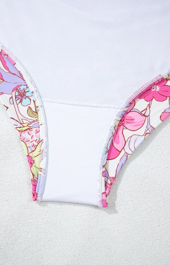 Trendsi Floral Ruffle Trim Tummy Control One Piece Swimsuit Floral Ruffle Trim Tummy Control One Piece Swimsuit