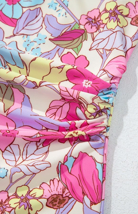 Trendsi Floral Ruffle Trim Tummy Control One Piece Swimsuit Floral Ruffle Trim Tummy Control One Piece Swimsuit