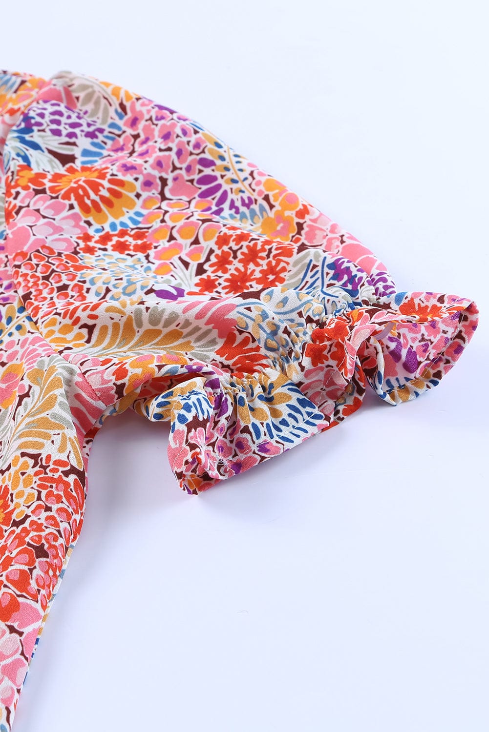 Trendsi Floral Short Flounce Sleeve Blouse Floral Short Flounce Sleeve Blouse